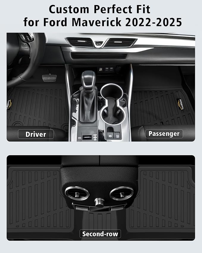 Floor Mats Custom for Ford Maverick 2022-2025 2026 Gas (Not for Hybrid) All Weather TPE Rubber Protection Front & Rear Row Anti-Slip Automotive Floor Liners for Maverick 2025 Accessories, Black