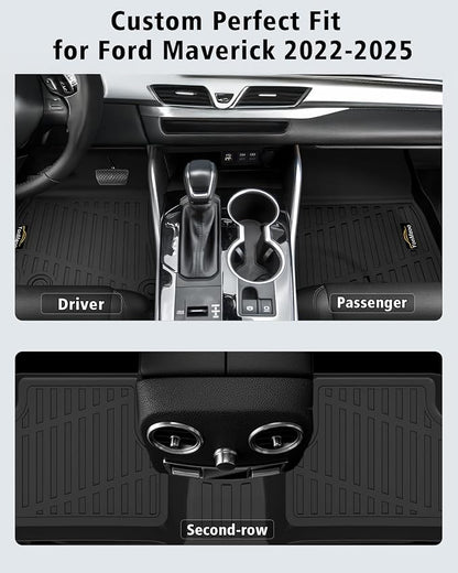 Floor Mats Custom for Ford Maverick 2022-2025 2026 Gas (Not for Hybrid) All Weather TPE Rubber Protection Front & Rear Row Anti-Slip Automotive Floor Liners for Maverick 2025 Accessories, Black