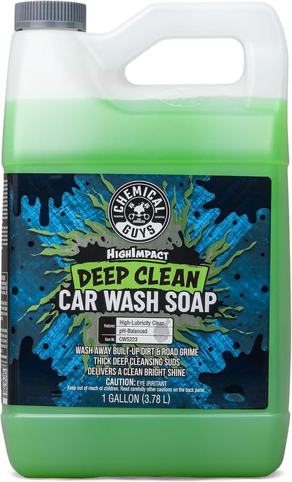 Chemical Guys High Impact Car Wash Soap, Deep Cleaning Vehicle Shampoo With Thick High Lubricity Suds, For Paint, Clear Coat, Wheels, and Exterior Surfaces - 128 Fl Oz