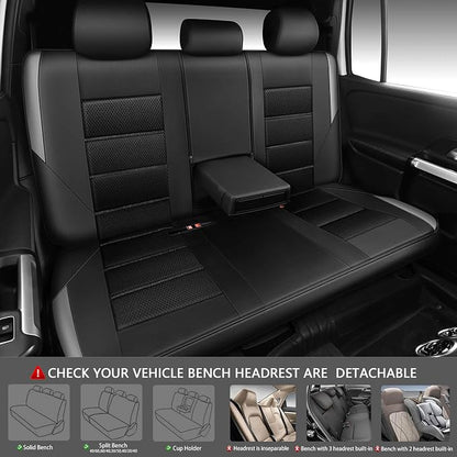CAR PASS Memory Foam Car Seat Covers Full Set,Breathable Mesh Thick Seat Covers for Car,Gray Metal Film Leather Seat Covers,Universal Automotive Comfort for Most Car,Truck,Airbag Compatible,Black Gray