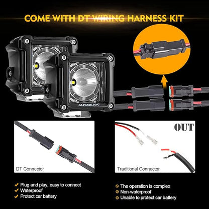 Auxbeam FA Series 3 Inch LED Cubes with DRL 2 Modes Spot Beam Offroad Lights 20W Driving Spotlights A-Pillar Ditch Lights for 4x4 Truck Car ATV Motorcycle, Pair