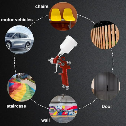 Mini HVLP Air Spray Gun Kit, with 0.8mm & 1.0mm Nozzles&125cc Cup, Small Automotive Paint Sprayer, Paint Guns Touch Up Detail Spot Repair, for House Painting, Furniture, Cars (Red)