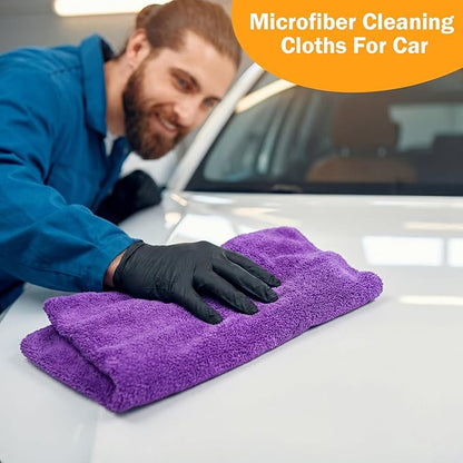 Tallew 16 Pcs Car Microfiber Towels Buffing Drying Wash Cleaning Cloths Plush Large Towels Thick Care Polishing Detailing Waxing Scratch Proof Towel, 15.75 x 15.75 Inch (Multicolor)