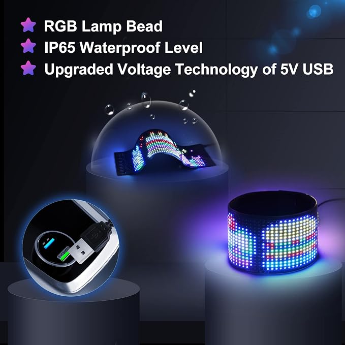 Devil Eyes Light for Cars,Programmable LED Sign,LED Sign for Car,Bluetooth APP Control,DIY Design Text, Patterns, Animations(15"x 4")