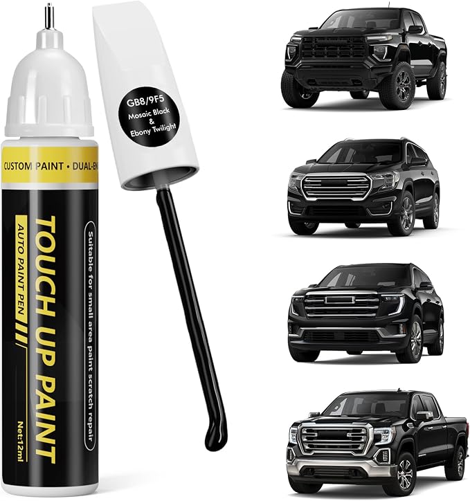 (Mosaic Black/Ebony Twilight (GB8/9F5) Car Touch Up Paint for GMC, Car Paint Scratch Repair Kit, Quick & Easy Solution, 2 in 1 Scratch Remover Pen with Color-Matched
