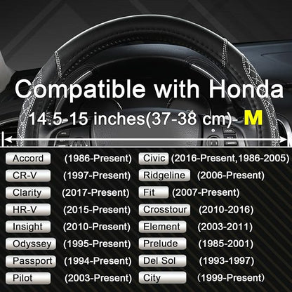 West Llama Customized Auto Car Steering Wheel Cover for Honda(Black+Gray-Standard Size)