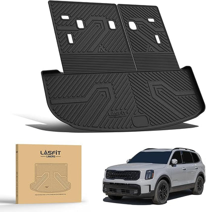LASFIT Cargo Mat & Backrest Mats for Kia Telluride 2025 2024 2023 2022 2021 2020, All Weather TPE Custom Fit Trunk Mats & Seatback Mats Accessories for Kia Telluride 2020-2025, Black