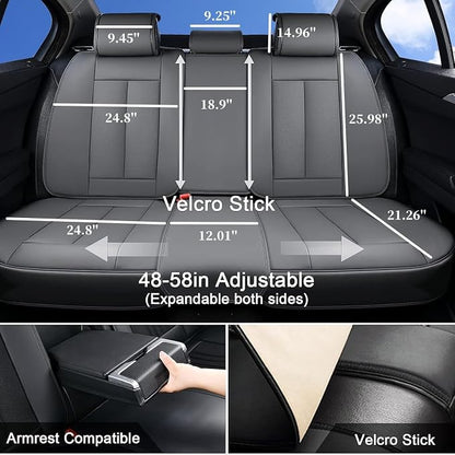 Coverado Car Seat Covers Full Set, Seat Covers for Cars, Gray Car Seat Protector Waterproof, Nappa Leather Car Seat Cushion, Car Seat Covers Front Seats and Back Fit for Most Cars