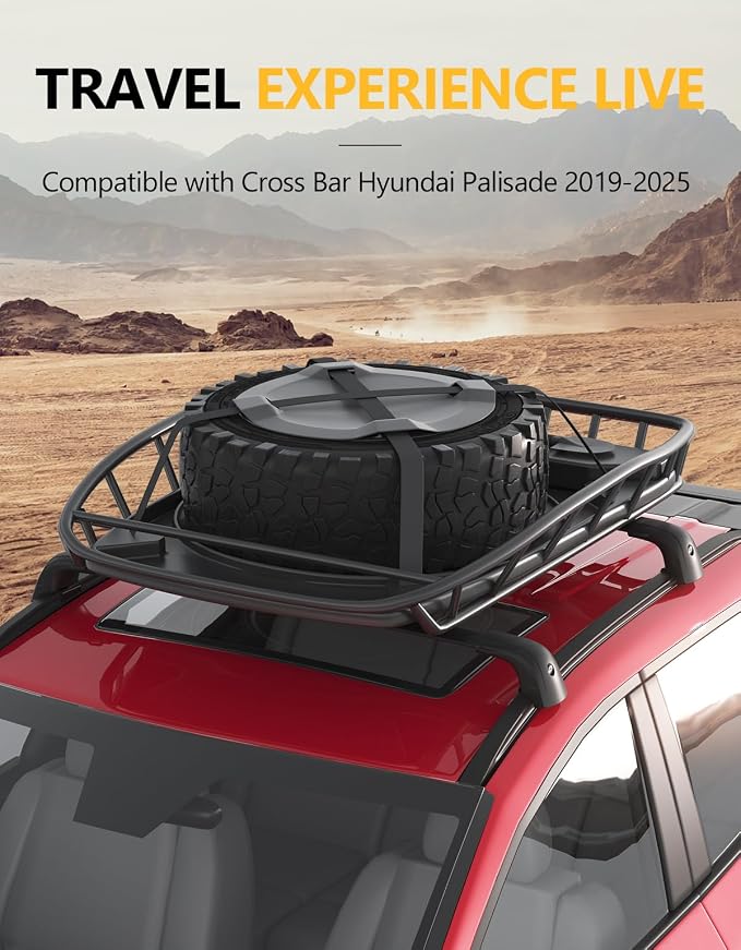 Tuyoung 300lbs Roof Rack Cross Bars Compatible with Hyundai Palisade 2019-2025 SE SEL XRT Limited Calligraphy, Lockable Heavy Duty Anti-Theft Aluminum Rails Crossbars Cargo Carrier Bag