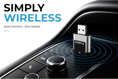 ZORVIA Wireless CarPlay Adapter for iPhone & Android Auto 2026 Upgraded - Convert Wired CarPlay to Wireless, Fast Auto Reconnect, Plug and Play, USB-C & USB-A (Silver)