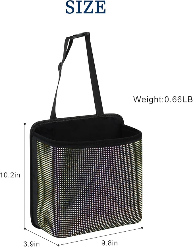 Cavalcade Car Back Seat Organizer, Bling Hanging Pocket, Large Seat Back Travel Caddy Bag, Diamond Trash Bin Garbage Container (Multicolor)
