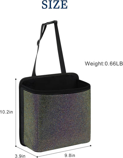 Cavalcade Car Back Seat Organizer, Bling Hanging Pocket, Large Seat Back Travel Caddy Bag, Diamond Trash Bin Garbage Container (Multicolor)