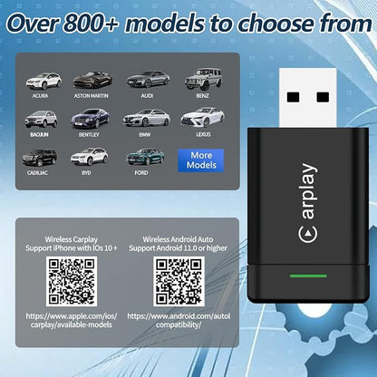 2026 Upgraded Wireless CarPlay Adapter for iPhone – Mini Wired to Wireless Dongle, Fast 5.8GHz WiFi & Bluetooth Connection, Plug & Play, Universal for OEM Wired CarPlay Cars