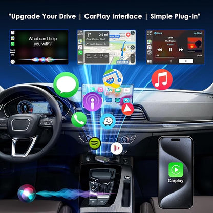Wireless CarPlay Adapter 2-in-1 Android Auto Wireless Adapter CarPlay Plug and Play Convert Wired to Wireless CarPlay Fit for Cars 2016+, iPhone iOS 10+, Android 10.0+