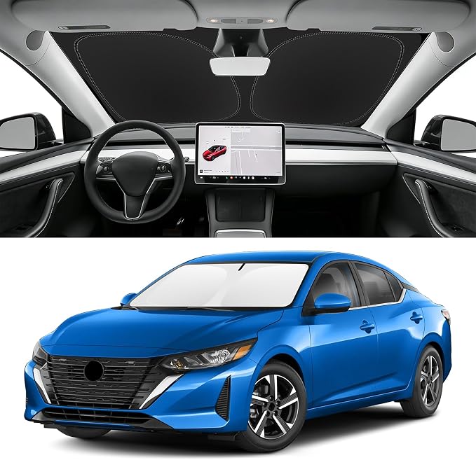 Custom Fit Windshield Sun Shade for Nissan Sentra 2020-2026, Blocks UV & Heat, Front Window Sunshade Accessories, Easy Fold & Store Keep Your Car Cooler