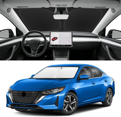Custom Fit Windshield Sun Shade for Nissan Sentra 2020-2026, Blocks UV & Heat, Front Window Sunshade Accessories, Easy Fold & Store Keep Your Car Cooler