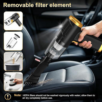 ONYXROSE Car Handheld Mini Vacuum Cleaner, Cordless Portable with 90W Motor, HEPA Filter, USB-C Charging, Blow Function & Multi-Attachments, 1.1Lbs Lightweight for Car Interior Cleaning