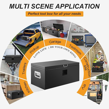 36" Truck Tool Box,Heacy Duty Metal Storage Organizer with Strong locking tongue,Trailer Tongue Box with Safe Hinge, for Truck,Pickup,RV,Garage,Best gift for family and friend,Black Power Coating