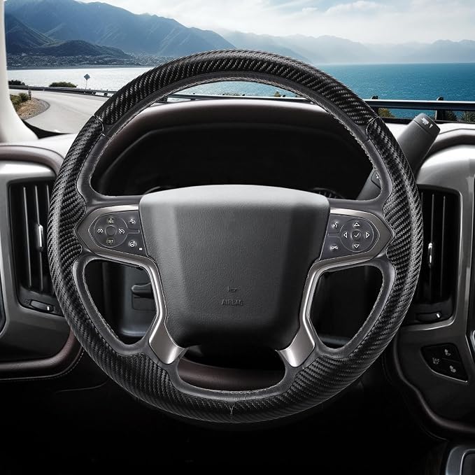 Steering Wheel Cover for Chevy Silverado 1500 2014-2018/2500 2500HD 3500 3500HD 2015-2019/ 4500HD 5500HD 6500HD 2019-2024/ Suburban Tahoe 2015-2020/ Traverse 2018-2023 Chevrolet