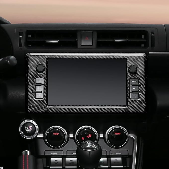 AIRSPEED Hard Carbon Fiber for Toyota GR86 Subaru BRZ 2021 2022 2023 2024 2025 Car Navigation Screen Frame Cover Center Console Interior Trim Accessories, Black