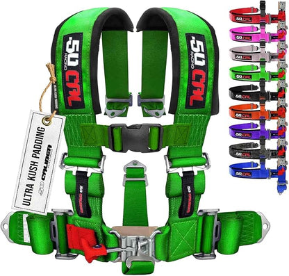 1pc Green 5 Point Harness for Bucket Seat, Latch Release, 9 Color Options, Racing Harness, Race Car, UTV, RZR [6009A1]