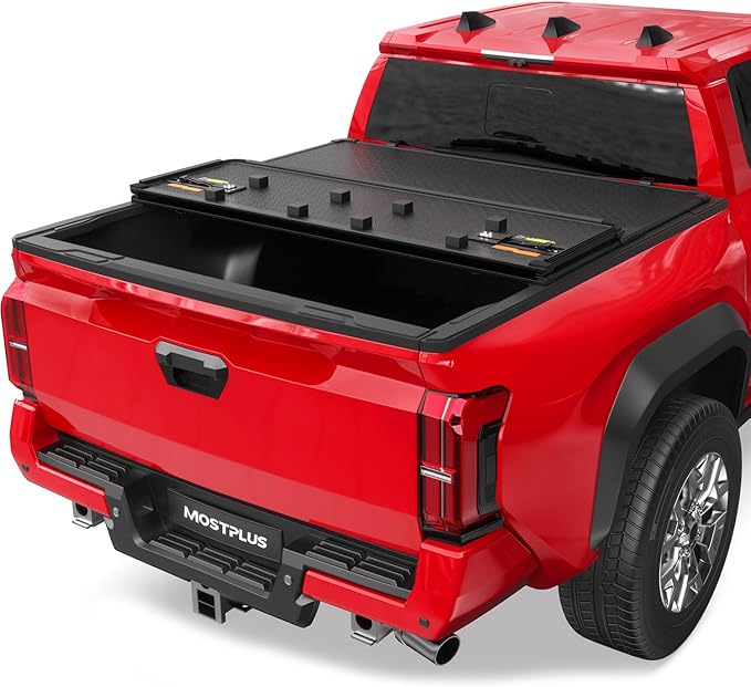 MOSTPLUS Tri Fold Hard Truck Bed Tonneau Cover Compatible with 2016-2023 Toyota Tacoma Fleetside 3-Fold Aluminum Bed Cover-6FT 73.7Inch