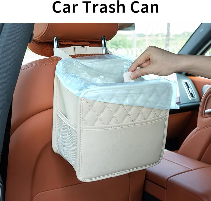 FrgKbTm 2Pack Car Seat Back Hanging Bag Car Document Holder Multi-Pocket Bottle Bag Storage Box Organizer Travel Tidy Pouch Pocket Kids Beige
