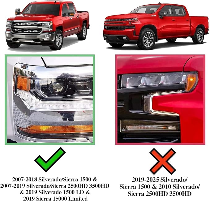 COMNOVA 6 Inches Double Cab Running Boards for 2007-2018 Chevy Silverado/GMC Sierra 1500 Double Cab, 2007-2019 Silverado/Sierra 2500HD 3500HD, Silverado Running Boards Made with Carbon Steel.