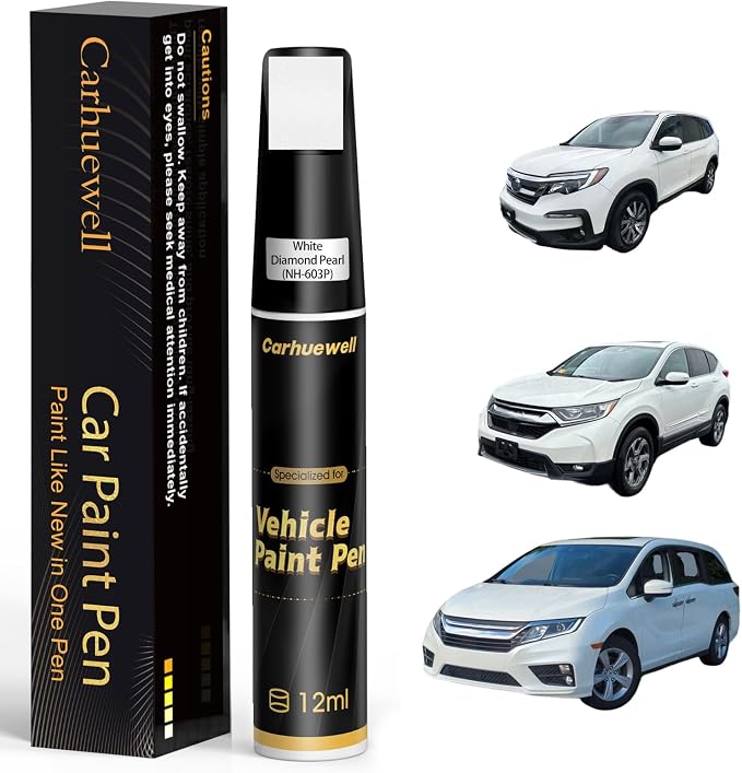NH-603P White Diamond Pearl Touch Up Paint Compatible with Honda, Exact Match Car Paint Pen Automotive Scratch Repair Remover Kit Quick & Easy Solution for Vehicle Chips and Nicks