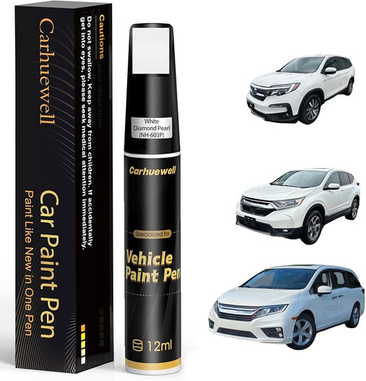 NH-603P White Diamond Pearl Touch Up Paint Compatible with Honda, Exact Match Car Paint Pen Automotive Scratch Repair Remover Kit Quick & Easy Solution for Vehicle Chips and Nicks