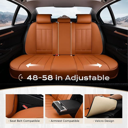 Coverado Car Seat Cover, Cover for Cars Full Seat, Premium Leather, Universal Fit Waterproof Seat Protectors, Car Seat Cushion Non-Slip for Most Cars-Brown