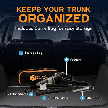 Power Practical Handheld Cordless Vacuum Cleaner, Rechargeable Portable Car Vacuums W/Strong Suction, Bag & Attachments, Small Vac Cleaner for Car, Couch, Home, Car Suction Cleaner
