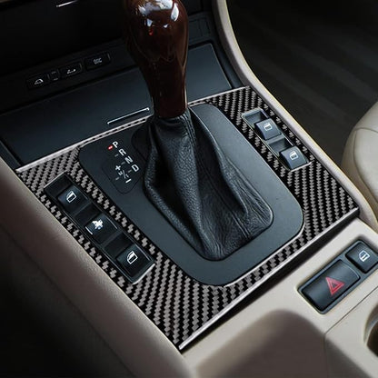 AIRSPEED Carbon Fiber Center Console Gear Shift Outter Frame Cover Window Button Surround Trim for BMW E46 1998-2006, Black