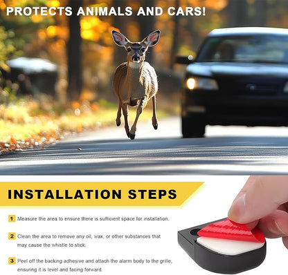 4 PCS Deer Whistles for Cars, Avoid Collisions Animal Alert Device with Adhesive Tapes, Universal Deer Warning Whistle for SUVs Trucks Motorcycles, Car Accessories (Black)