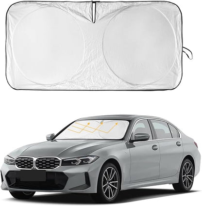 Sun Shade for BMW 3 Series 2019-2025 Windshield Sunshade- Front Window Shade for BMW 330i, 328i, 335i, 320i, 325i F30 F31Sun Visor Protector Blocks UV Rays Heat Sun Shield Accessories