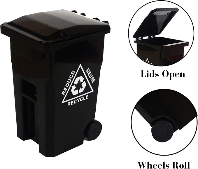 Wiosi Mini Garbage Trash Pen Holder for Desk and Tiny Recycle Bin Pencil Holder Black & Orange, Pack of 2 - Storage for Pencil & Pen | Office Stationery to Organize the Desk | Ideal for Student Work