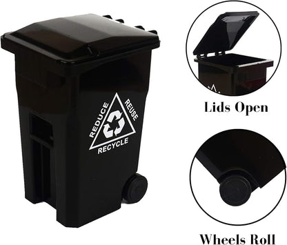 Wiosi Mini Garbage Trash Pen Holder for Desk and Tiny Recycle Bin Pencil Holder Black & Orange, Pack of 2 - Storage for Pencil & Pen | Office Stationery to Organize the Desk | Ideal for Student Work