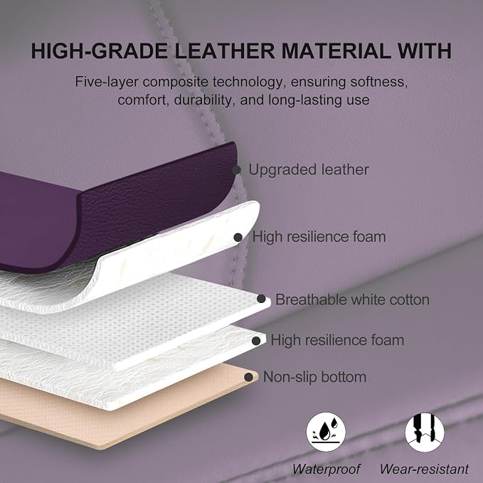 BOPUOVRE Car Seat Cover for Luxury & Comfort - PU Leather, Anti-Slip, Full Wrap Protection with Storage Pocket for Bottom Cushion - Universal Fit for 95% of Vehicles (Purple,1 Piece)