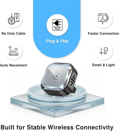 Wireless CarPlay Adapter for iPhone (2026 Upgraded), Mini Plug & Play for Cars with Factory Wired Apple CarPlay, Fast & Stable Connection, Easy Setup, Wide Vehicle Compatibility USB & USB C (Black)
