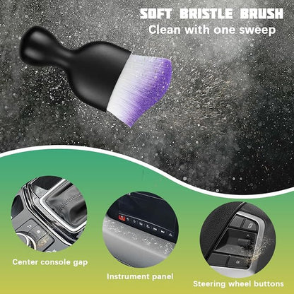 Car Interior Detailing Brush, Curved Soft Bristles Vehicle Removal Dust Collectors, Scratch-Free Automotive Cleaning Tool Accessories, Universal for Truck SUV Sedan (Purple Curved)