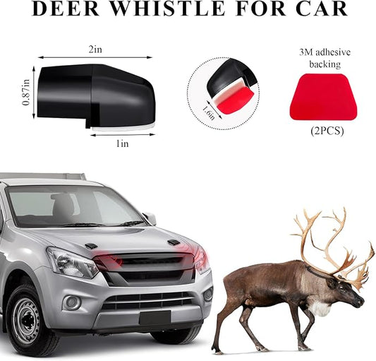 2 PCS Deer Whistles for Cars, Avoid Collisions Deer Warning Whistle with Adhesive Tape, Ultrasonic Animal Alert Devices for Motorcycle Truck SUV, Car Accessories