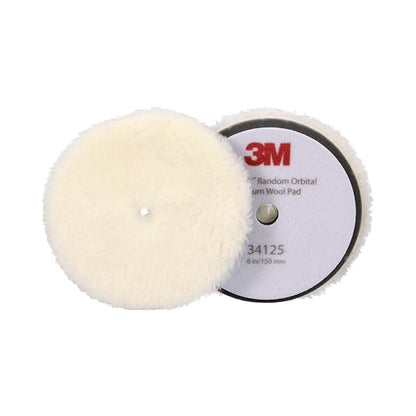 3M Perfect-It Random Orbital Medium Wool Compounding Pad, 6"/150 mm, White, 34125, Orbital Pads for Automotive Compounding and Polishing
