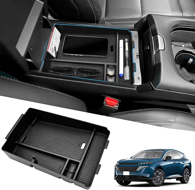 Center Console Organizer for 2025 2026 Nissan Murano SV/SL/Platinum Armrest Secondary Storage Box with Charging Port and Sunglasses Holder 2025 2026 Murano Accessories ABS Center Console Tray