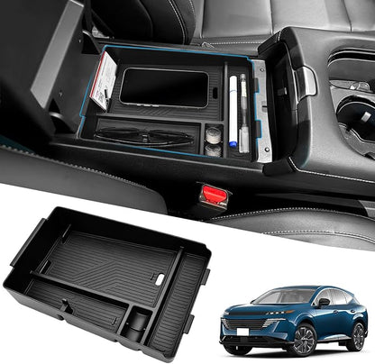 Center Console Organizer for 2025 2026 Nissan Murano SV/SL/Platinum Armrest Secondary Storage Box with Charging Port and Sunglasses Holder 2025 2026 Murano Accessories ABS Center Console Tray
