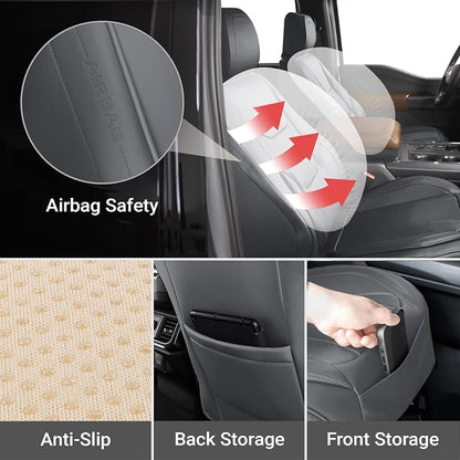 Coverland Custom SUV Car Seat Covers Front Seats for [2020-2025 Subaru Outback] - Protector Car Seat Cover Water Resistant Leather Memory Form Back Support Seat Cushion [Front-Dark Gray]