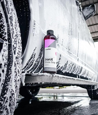 CARPRO IronX Snow Soap - Car Wash Pre-Wash Cleaner and Degreaser on Paint, Glass, Wheels, Headlights, Plastic Trim - Remove Old Wax & Brake Dust - 500mL (17oz)