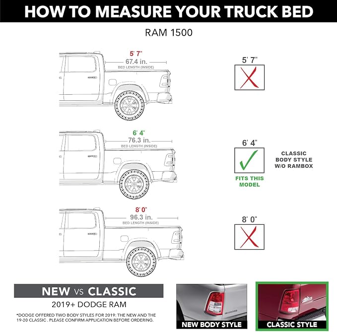 RealTruck TruXedo Lo Pro Soft Roll Up Truck Bed Tonneau Cover | 546901 | Fits 2009 - 2018, 2019 - 2020 Classic Dodge Ram 1500, 2010-21 2500/3500 6' 4" Bed (76.3")