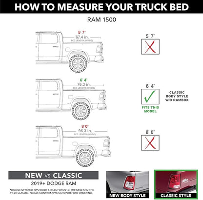 RealTruck TruXedo Lo Pro Soft Roll Up Truck Bed Tonneau Cover | 546901 | Fits 2009 - 2018, 2019 - 2020 Classic Dodge Ram 1500, 2010-21 2500/3500 6' 4" Bed (76.3")