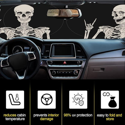Windshield Sun Shade Foldable Car Front Window Covers for Car Accessories Sun Heat UV Rays Visor Protector Protection for Universal Cars SUV Truck(Skeleton)