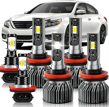 Compatible for Nissan Altima 2007-2018 Light Bulbs Kit, 6000K White Plug-and-Play Super Bright Lights Bulbs - 6-Pack